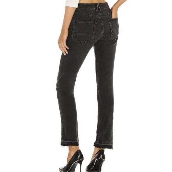 We The Free Free People Faded Black Cuffed Slim Boyfriend Jeans Size 30 Raw Hem - Picture 2 of 12